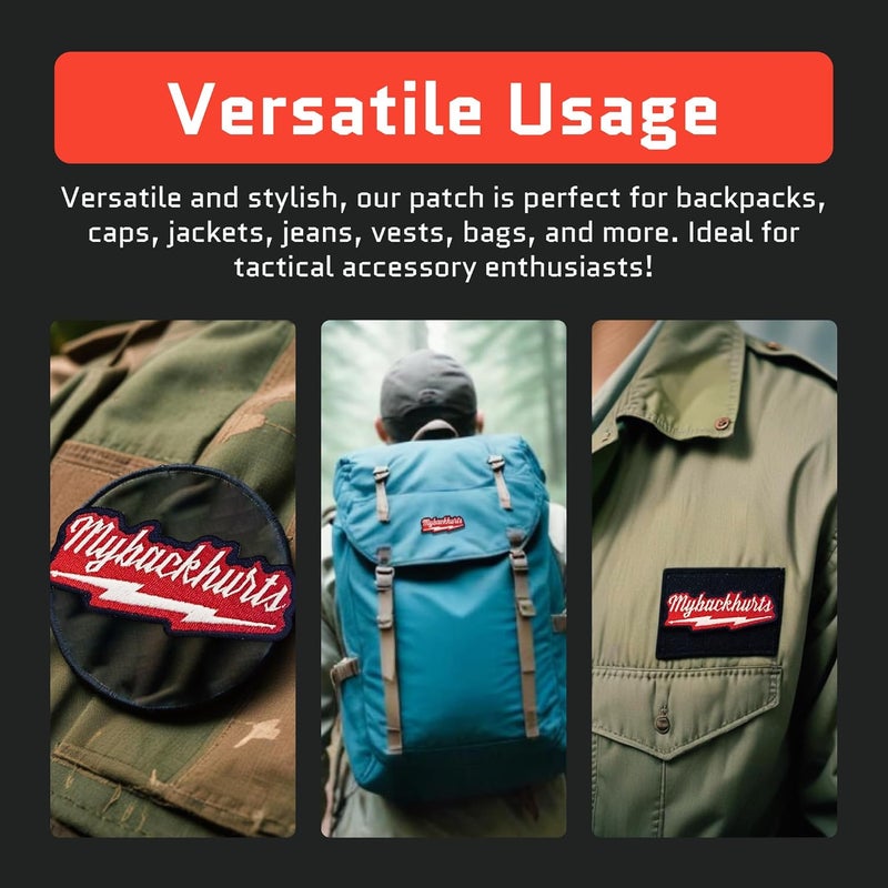 Jestik My Back Hurts Embroidery Patch - Funny Meme Embroidered Patches, Military Tactical Morale Patch with Hook and Loop Fastener, Cute Patches for Backpacks, Jeans, Jackets, Vests, Hats & More - Image 5